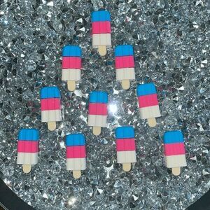 3/$15 New Eccolo set of 10 pink white blue erasers in the shape of popsicles